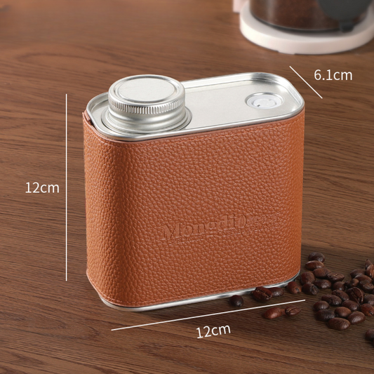 Aromaschutzdose in Beige mit 180 g Fassungsvermögen – ideal zur Aufbewahrung von Kaffeebohnen oder gemahlenem Kaffee.